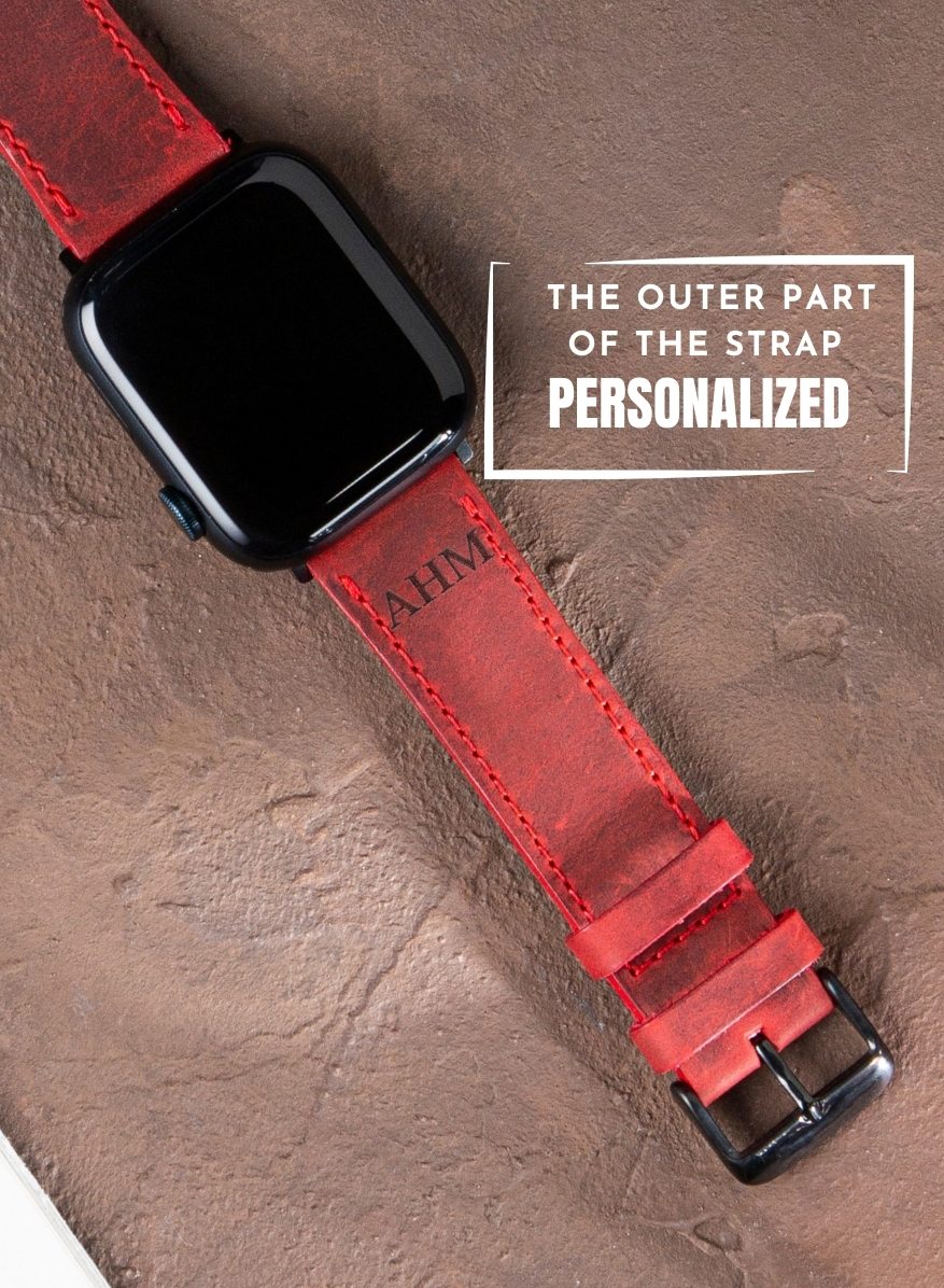 Apple Watch Crazy Leather Strap - Red