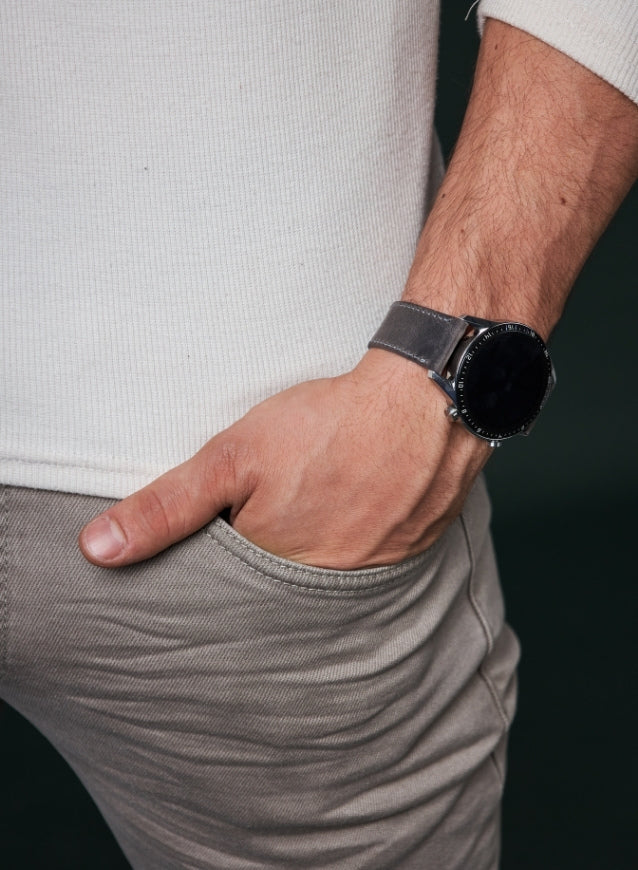 Garmin Watch Crazy Leather Strap - Gray