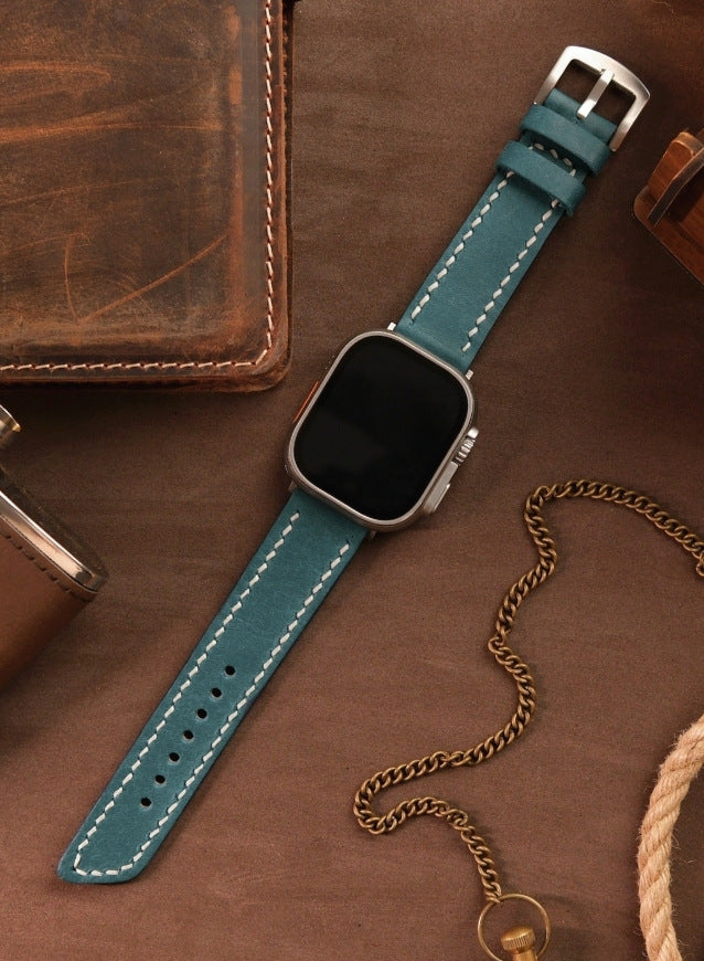 Pueblo Genuine Leather Apple Watch Strap - Blue - VAGAVE