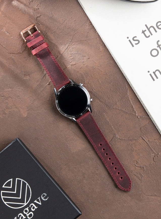 Garmin Watch Crazy Leather Strap - Burgundy
