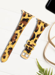 Vadiva Apple Watch Women Leather Strap - Yellow Leopard