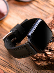 SamCrazy Genuine Leather Apple Watch Strap - Black - VAGAVE