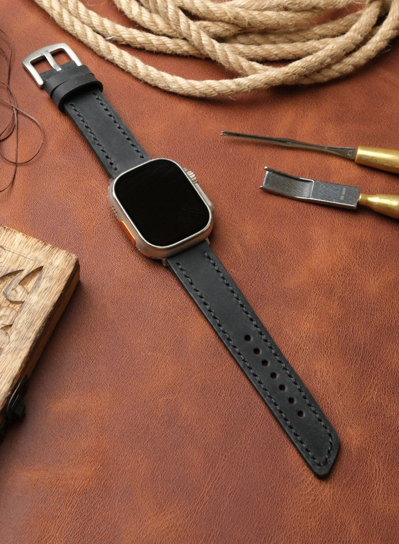 Apple Watch Berdik Leather Strap - Black
