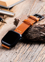 Musap Genuine Leather Apple Watch Strap - Camel - VAGAVE