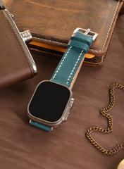 Pueblo Genuine Leather Apple Watch Strap - Blue - VAGAVE