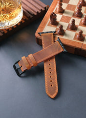 Isnos Genuine Leather Apple Watch Strap - Camel - VAGAVE