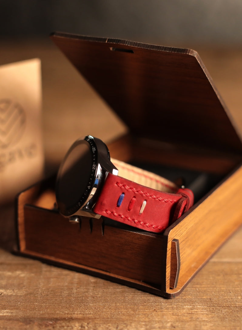 Classic Watch Three Ropes Leather Strap - Red