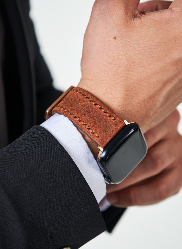 Apple Watch Three Ropes Leather Strap - Tan