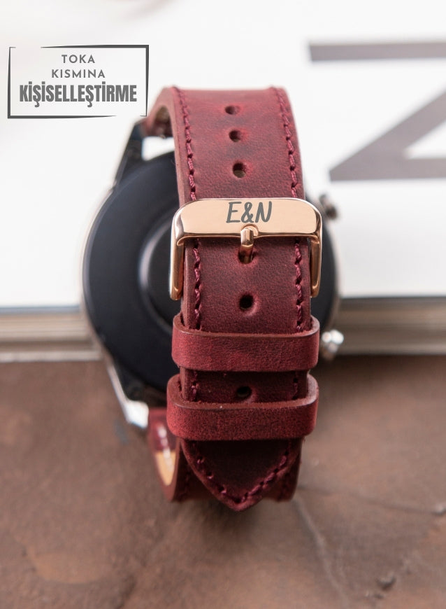 Garmin Watch Crazy Leather Strap - Burgundy