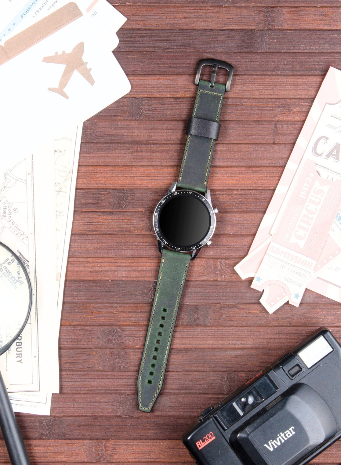 Garmin Watch Dissam Leather Strap - Green