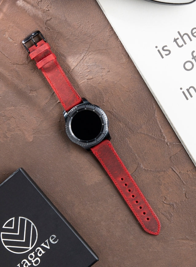 Garmin Watch Crazy Leather Strap - Red