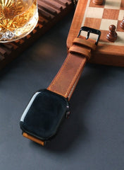 Isnos Genuine Leather Apple Watch Strap - Camel - VAGAVE