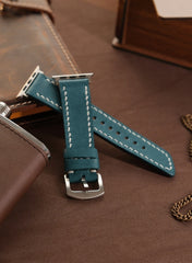 Pueblo Genuine Leather Apple Watch Strap - Blue - VAGAVE