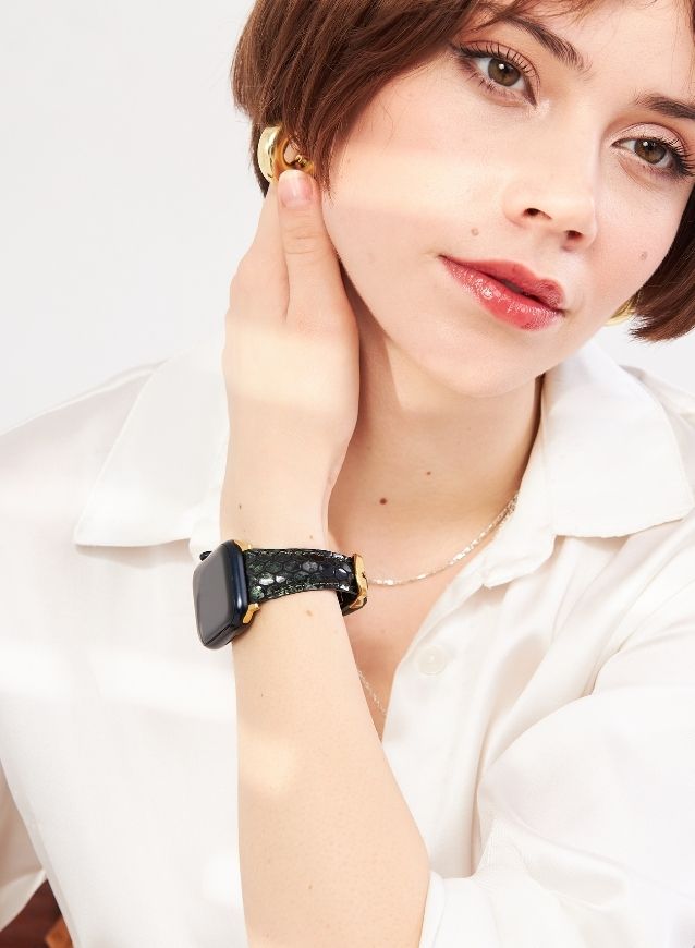 Apple Watch Crop Women Leather Strap - Green
