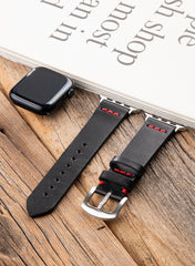 Musap Genuine Leather Apple Watch Strap - Black - VAGAVE