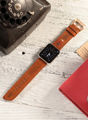 Three Ropes Genuine Leather Apple Watch Strap - Camel