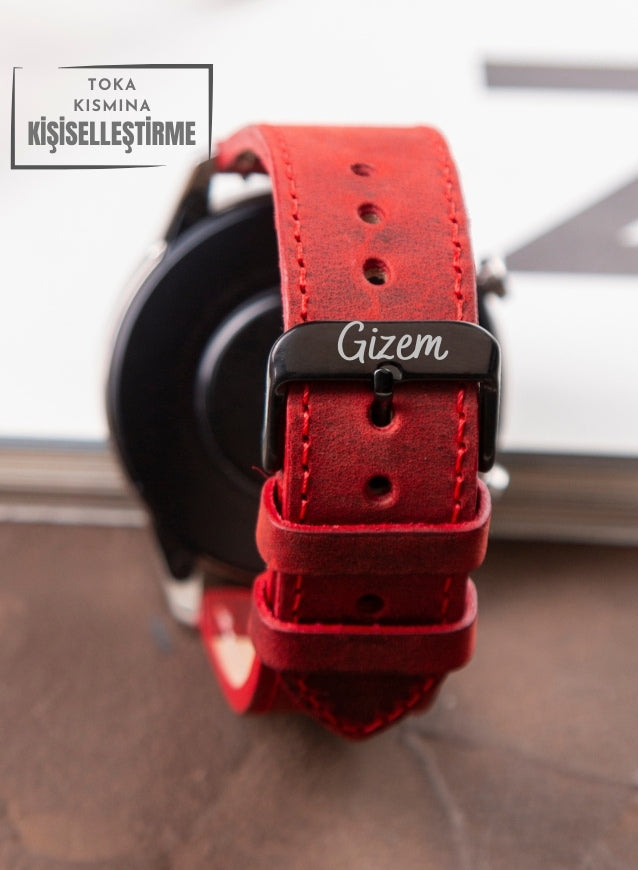 Garmin Watch Crazy Leather Strap - Red