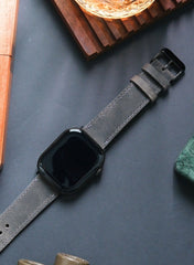 Isnos Genuine Leather Apple Watch Strap - Gray - VAGAVE