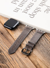 Musap Genuine Leather Apple Watch Strap - Gray - VAGAVE