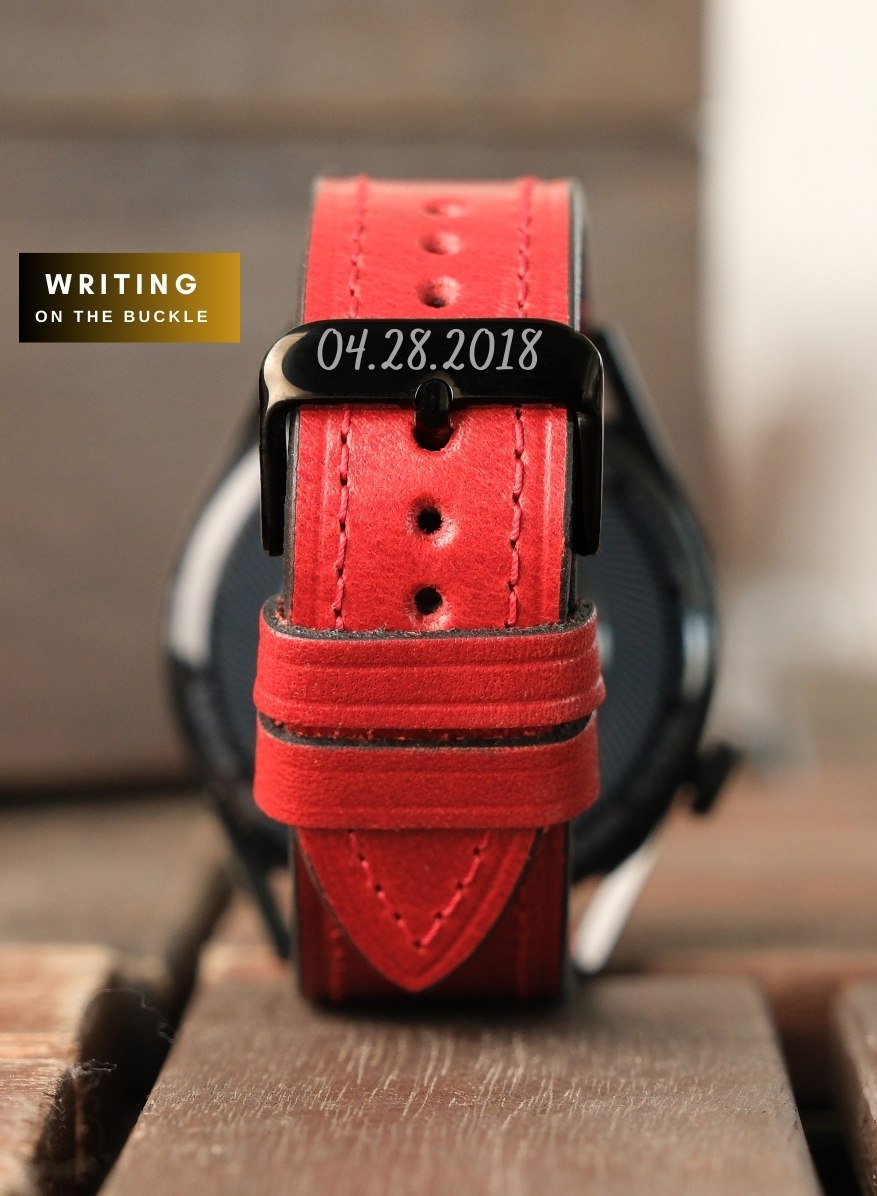 Classic Watch Buttero Leather Strap - Red