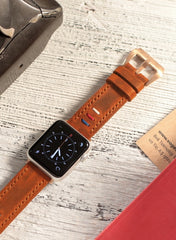 Three Ropes Genuine Leather Apple Watch Strap - Camel