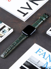 Croco Genuine Leather Apple Watch Strap - Green - VAGAVE