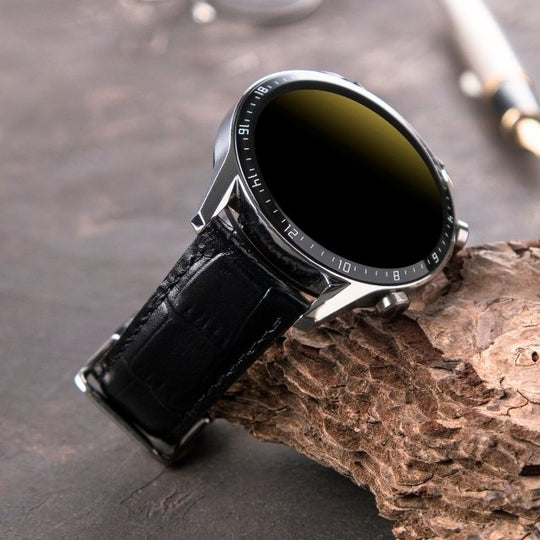 Croco Genuine Leather  Huawei Watch Strap - Black