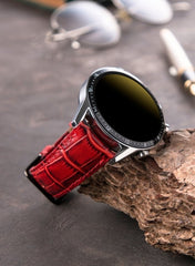 Croco Genuine Leather  Huawei Watch Strap - Red - VAGAVE