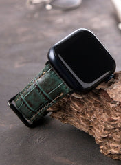 Croco Genuine Leather Apple Watch Strap - Green - VAGAVE