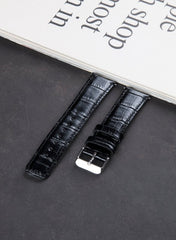 Croco Genuine Leather  Samsung Watch Strap - Black - VAGAVE