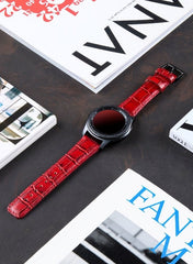 Croco Genuine Leather  Samsung Watch Strap - Red - VAGAVE