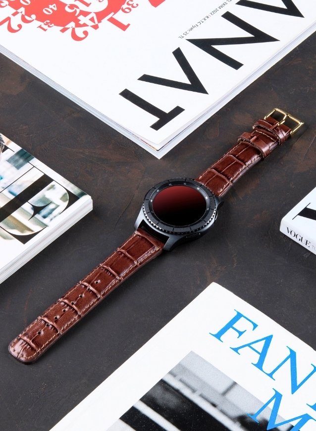 Croco Genuine Leather  Samsung Watch Strap - Brown - VAGAVE