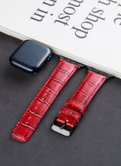 Croco Genuine Leather Apple Watch Strap - Red - VAGAVE