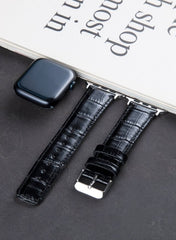 Croco Genuine Leather Apple Watch Strap - Black - VAGAVE