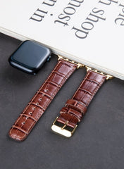 Croco Genuine Leather Apple Watch Strap - Brown - VAGAVE