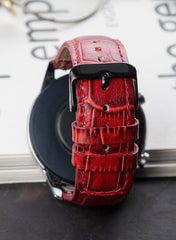 Croco Genuine Leather  Huawei Watch Strap - Red - VAGAVE