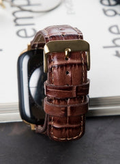 Croco Genuine Leather Apple Watch Strap - Brown - VAGAVE