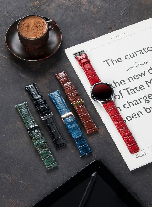 Croco Genuine Leather  Samsung Watch Strap - Brown - VAGAVE