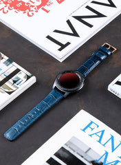 Croco Genuine Leather  Samsung Watch Strap - Navy Blue - VAGAVE