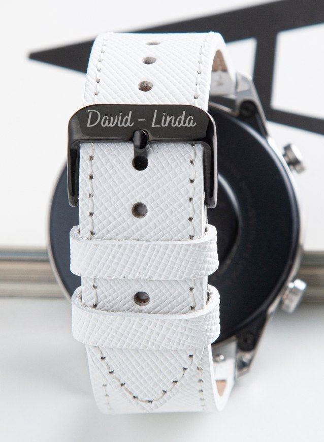 Safiano Genuine Leather Unisex Huawei Watch Strap - White - VAGAVE