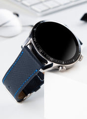 Safiano Genuine Leather Unisex Huawei Watch Strap - Navy Blue - VAGAVE