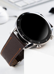 Safiano Genuine Leather Unisex Huawei Watch Strap - Brown - VAGAVE