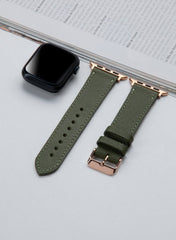 Safiano Genuine Leather Unisex Apple Watch Strap - Khaki - VAGAVE