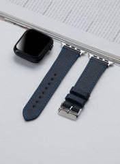 Safiano Genuine Leather Unisex Apple Watch Strap - Navy Blue - VAGAVE