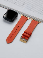 Safiano Genuine Leather Unisex Apple Watch Strap - Orange - VAGAVE