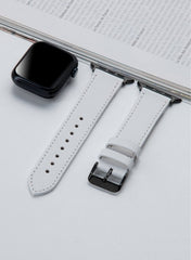 Safiano Genuine Leather Unisex Apple Watch Strap - White - VAGAVE