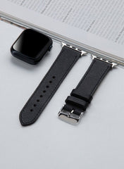 Safiano Genuine Leather Unisex Apple Watch Strap - Black - VAGAVE