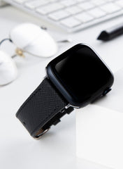 Safiano Genuine Leather Unisex Apple Watch Strap - Black - VAGAVE