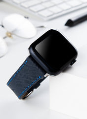 Safiano Genuine Leather Unisex Apple Watch Strap - Navy Blue - VAGAVE