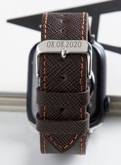 Safiano Genuine Leather Unisex Apple Watch Strap - Brown - VAGAVE